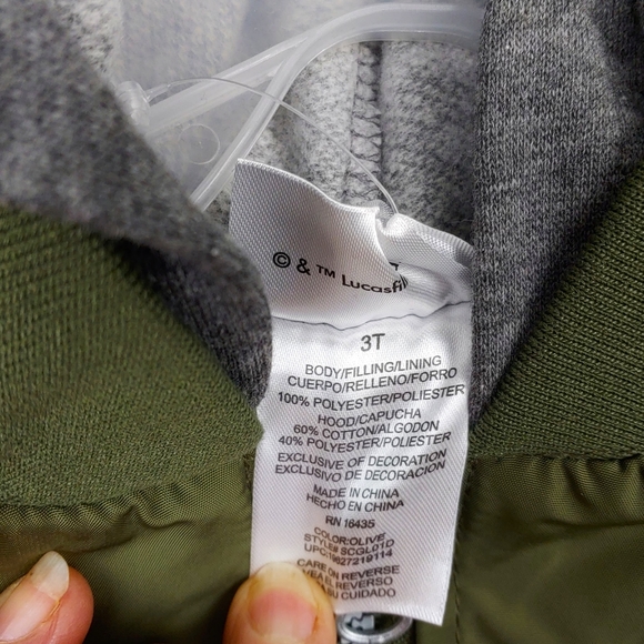 NWT Disney Star Wars 2 Pc Baby Yoda 3T Army Green Bomber Jacket & Tee - Picture 5 of 9